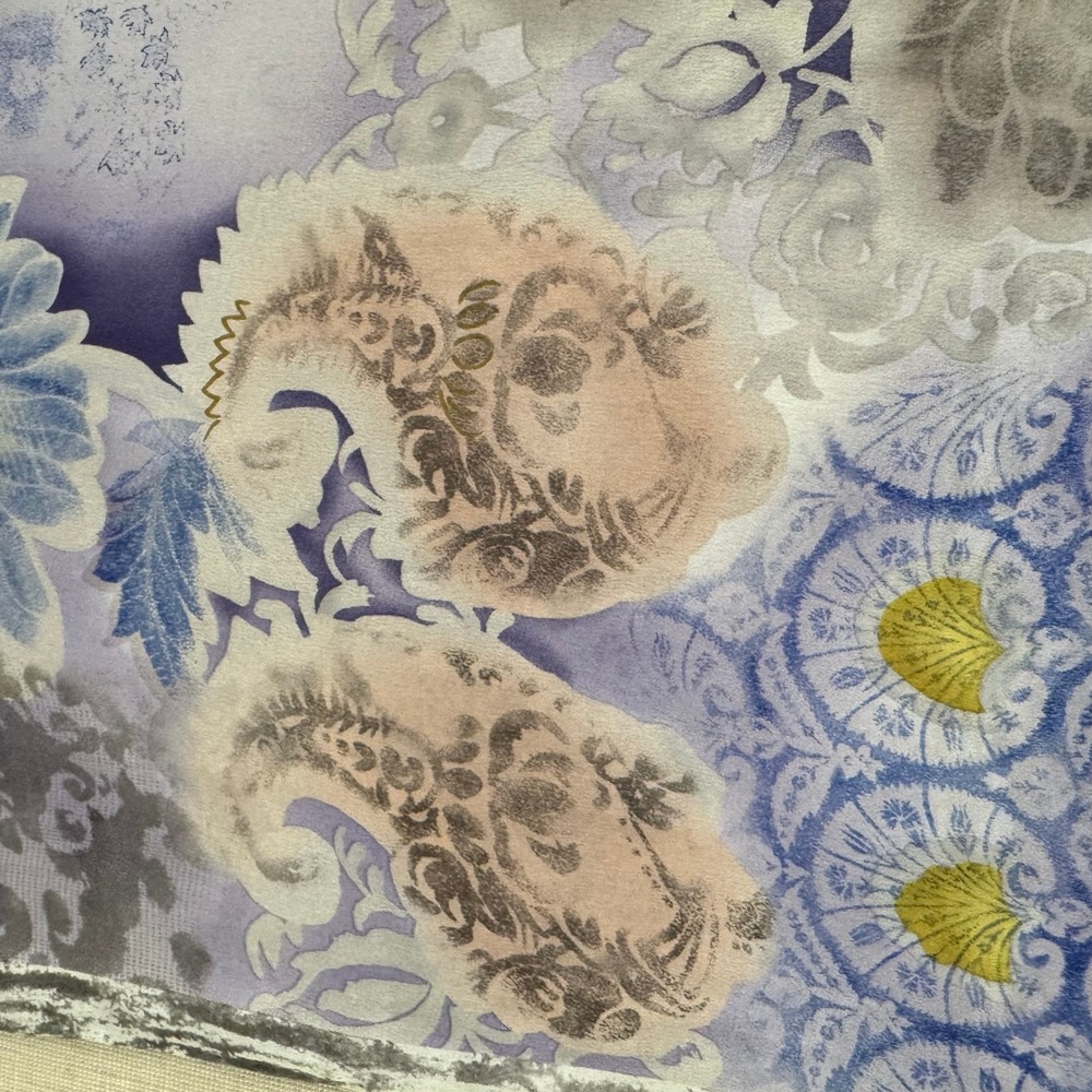 Silk Scarf Blue/Purple floral - Picture 2 of 6